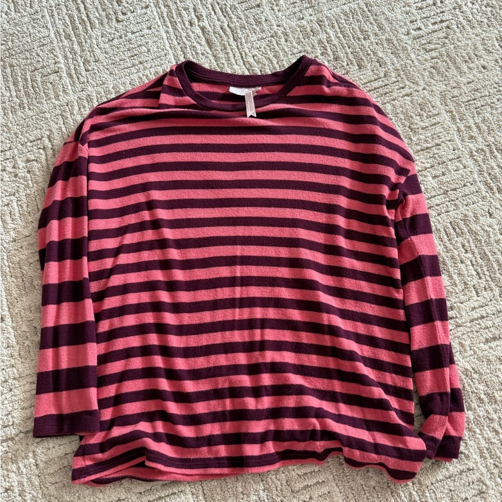 Matilda Jane Kids Long Sleeve Pink and Dark Purple Striped Tee